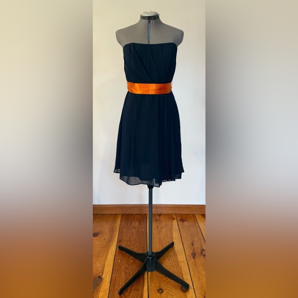 Convertible Navy Blue Strapless Midi Cocktail Dress by W Too, Size 12.